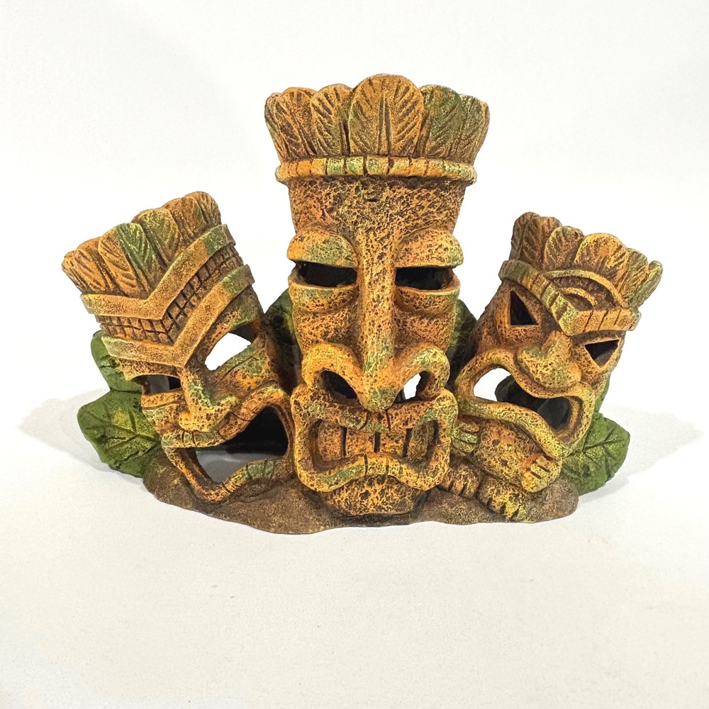 Tiki Mask Aquarium Decoration Tropical Fish Tank Ornament Hiding Cave 6 Inch